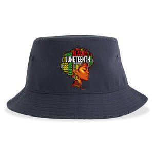 Black History Afro Queen Melanin Word Art Womens Juneteenth Sustainable Bucket Hat