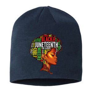 Black History Afro Queen Melanin Word Art Womens Juneteenth Sustainable Beanie