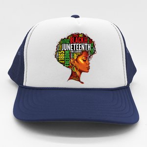 Black History Afro Queen Melanin Word Art Womens Juneteenth Trucker Hat