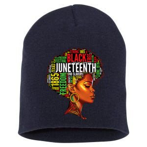 Black History Afro Queen Melanin Word Art Womens Juneteenth Short Acrylic Beanie