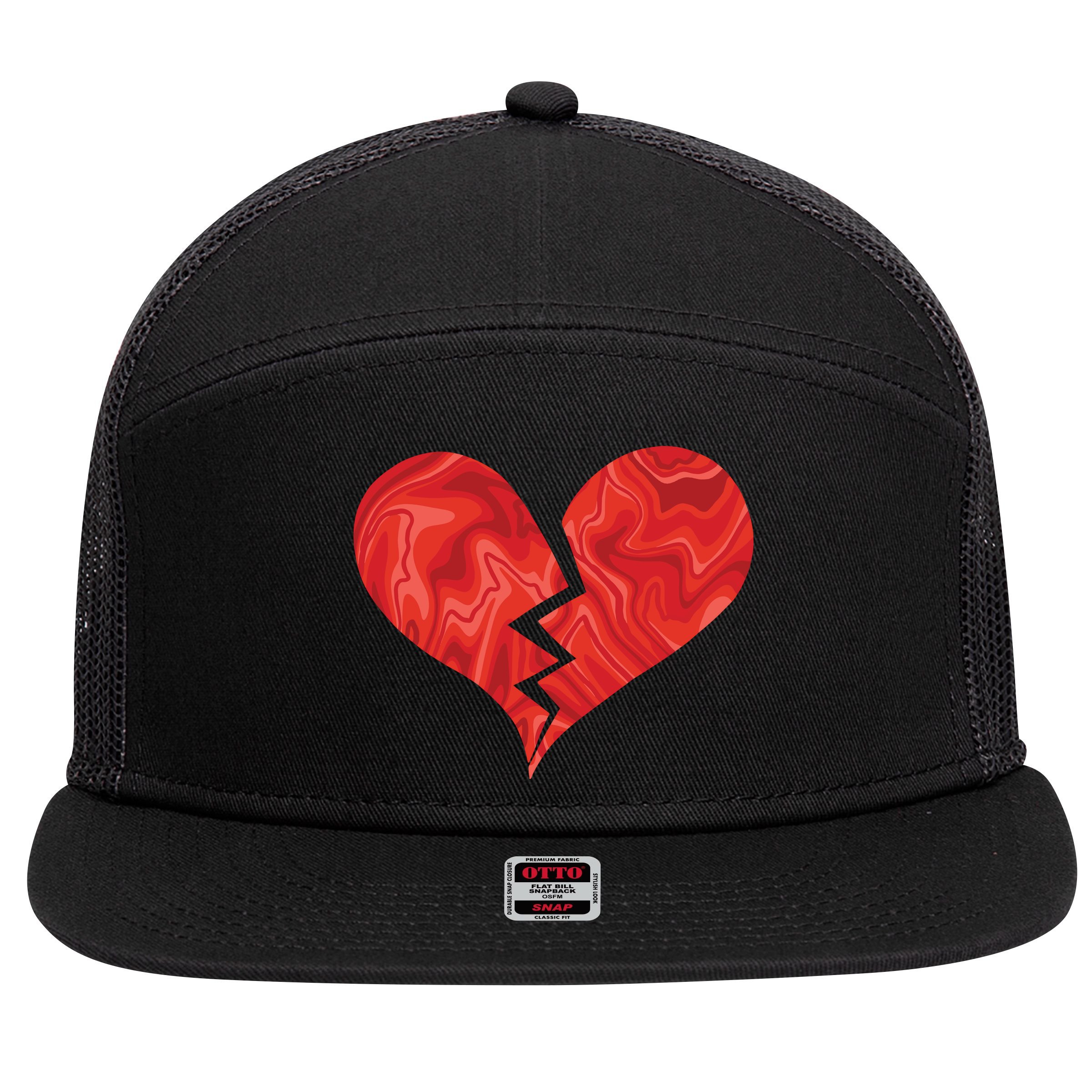 Broken Heart Anti Valentine 7 Panel Mesh Trucker Snapback Hat