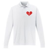 Broken Heart Anti Valentine Performance Long Sleeve Polo