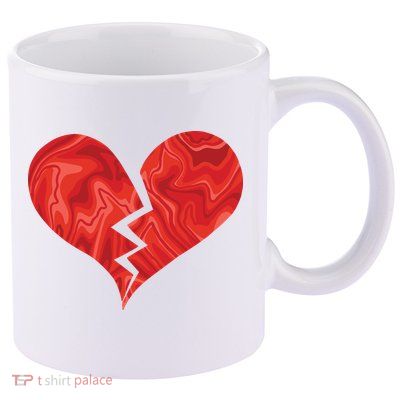 Broken Heart Anti Valentine 11oz C Handle Ceramic Mug