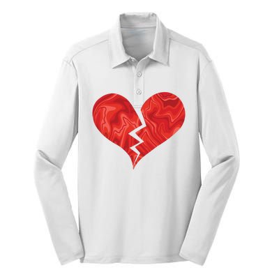 Broken Heart Anti Valentine Silk Touch Performance Long Sleeve Polo