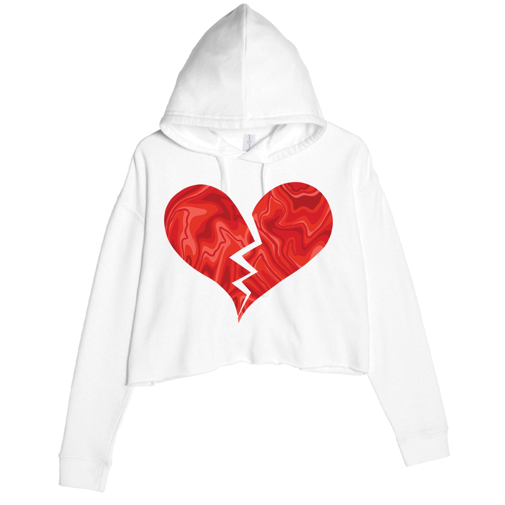 Broken Heart Anti Valentine Crop Fleece Hoodie
