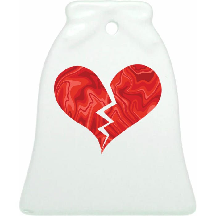 Broken Heart Anti Valentine Ceramic Bell Ornament