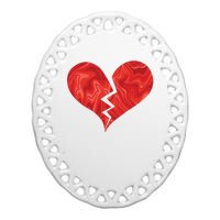 Broken Heart Anti Valentine Ceramic Oval Ornament