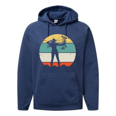 Bow Hunting Archery Retro Vintage Performance Fleece Hoodie