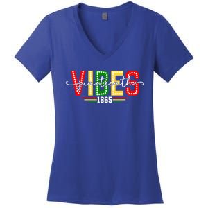 Black History African American Melanin Junenth Vibes 1865 Meaningful Gift Women's V-Neck T-Shirt