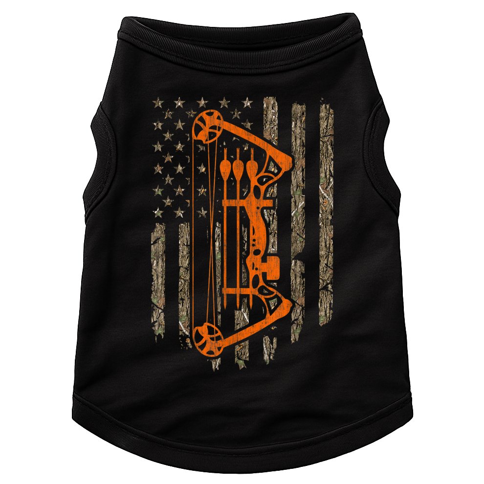 Bow Hunting American Flag Hunter Archery Tree Camouflage Doggie Tank