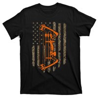 Bow Hunting American Flag Hunter Archery Tree Camouflage T-Shirt