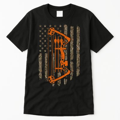 Bow Hunting American Flag Hunter Archery Tree Camouflage Tall T-Shirt