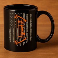 Bow Hunting American Flag Hunter Archery Tree Camouflage 11oz C Handle Ceramic Mug