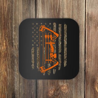 Bow Hunting American Flag Hunter Archery Tree Camouflage Coaster