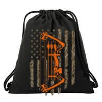 Bow Hunting American Flag Hunter Archery Tree Camouflage Drawstring Bag