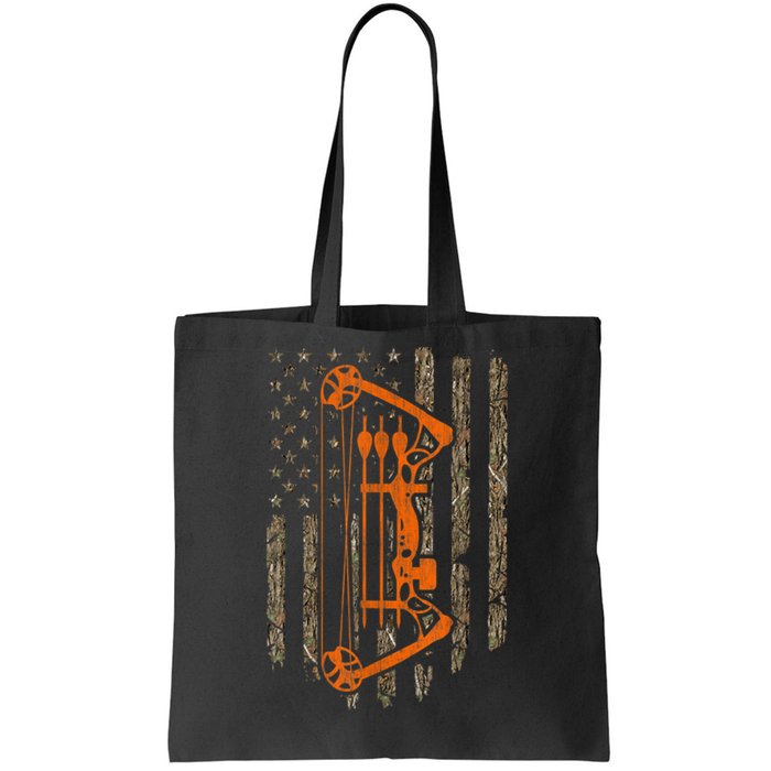 Bow Hunting American Flag Hunter Archery Tree Camouflage Tote Bag