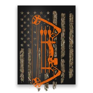 Bow Hunting American Flag Hunter Archery Tree Camouflage Poster