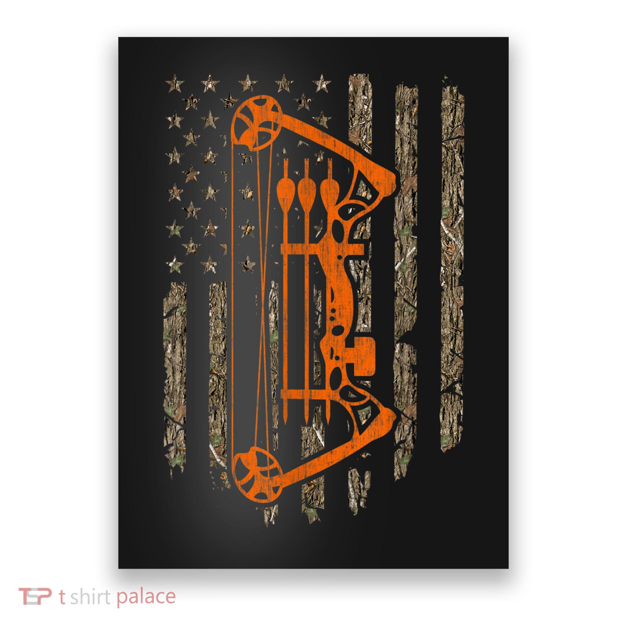 Bow Hunting American Flag Hunter Archery Tree Camouflage Poster