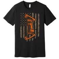 Bow Hunting American Flag Hunter Archery Tree Camouflage Premium T-Shirt