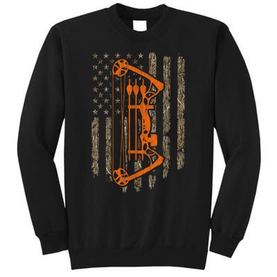 Bow Hunting American Flag Hunter Archery Tree Camouflage Tall Sweatshirt