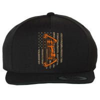 Bow Hunting American Flag Hunter Archery Tree Camouflage Wool Snapback Cap