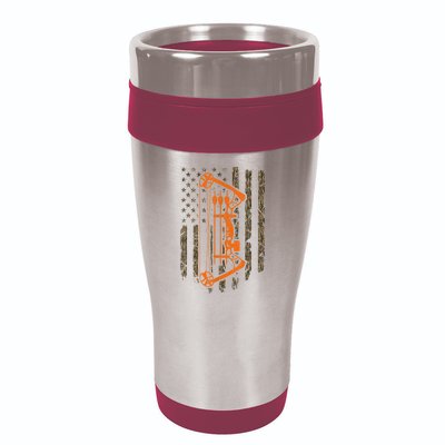 Bow Hunting American Flag Hunter Archery Tree Camouflage 16oz Travel Tumbler