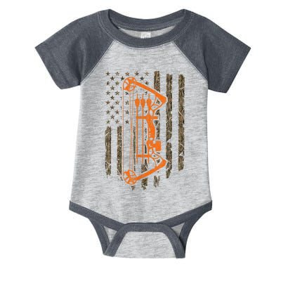 Bow Hunting American Flag Hunter Archery Tree Camouflage Infant Baby Jersey Bodysuit