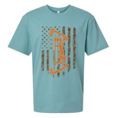 Bow Hunting American Flag Hunter Archery Tree Camouflage Sueded Cloud Jersey T-Shirt