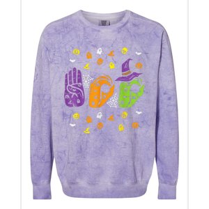 Boo Hands American Sign Language Pride ASL Halloween Colorblast Crewneck Sweatshirt