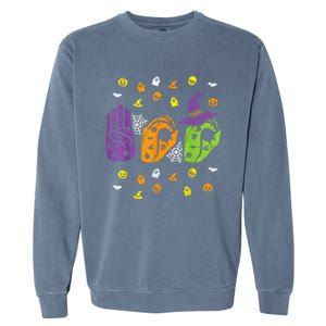 Boo Hands American Sign Language Pride ASL Halloween Garment-Dyed Sweatshirt