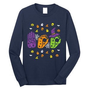 Boo Hands American Sign Language Pride ASL Halloween Long Sleeve Shirt