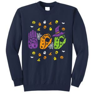 Boo Hands American Sign Language Pride ASL Halloween Tall Sweatshirt