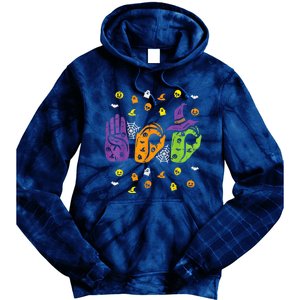 Boo Hands American Sign Language Pride ASL Halloween Tie Dye Hoodie