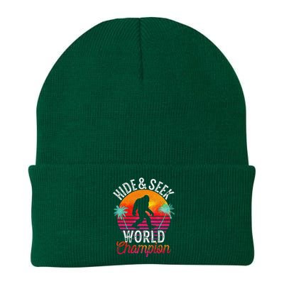 Bigfoot Hide And Seek World Champion Sasquatch Retro Vintage Knit Cap Winter Beanie