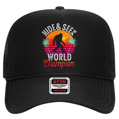 Bigfoot Hide And Seek World Champion Sasquatch Retro Vintage High Crown Mesh Back Trucker Hat