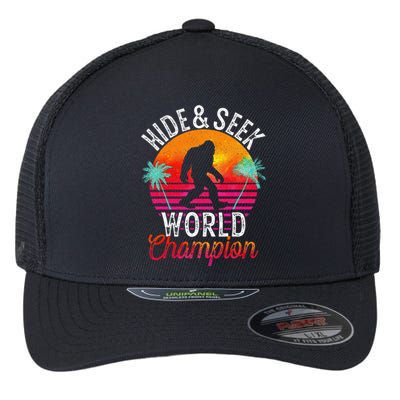 Bigfoot Hide And Seek World Champion Sasquatch Retro Vintage Flexfit Unipanel Trucker Cap