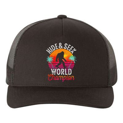 Bigfoot Hide And Seek World Champion Sasquatch Retro Vintage Yupoong Adult 5-Panel Trucker Hat