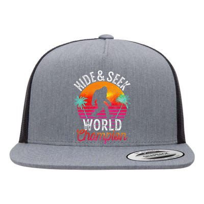 Bigfoot Hide And Seek World Champion Sasquatch Retro Vintage Flat Bill Trucker Hat