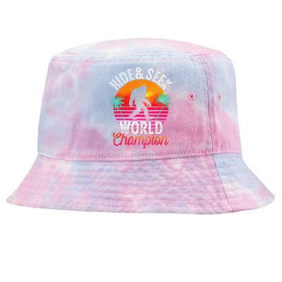 Bigfoot Hide And Seek World Champion Sasquatch Retro Vintage Tie-Dyed Bucket Hat