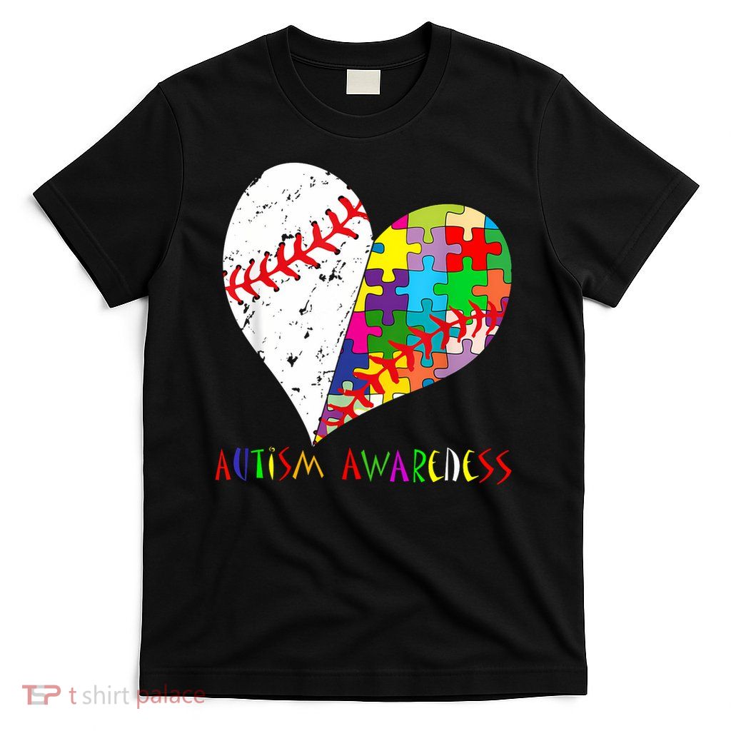 Baseball Heart Autism Awareness T-Shirt