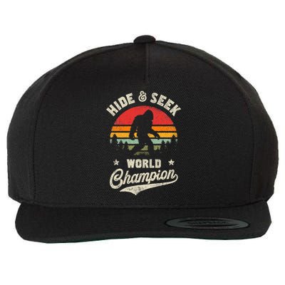 Bigfoot Hide And Seek World Champion Sasquatch Retro Vintage Wool Snapback Cap