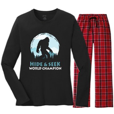 Bigfoot Hide And Seek Champion Women's Long Sleeve Flannel Pajama Set 