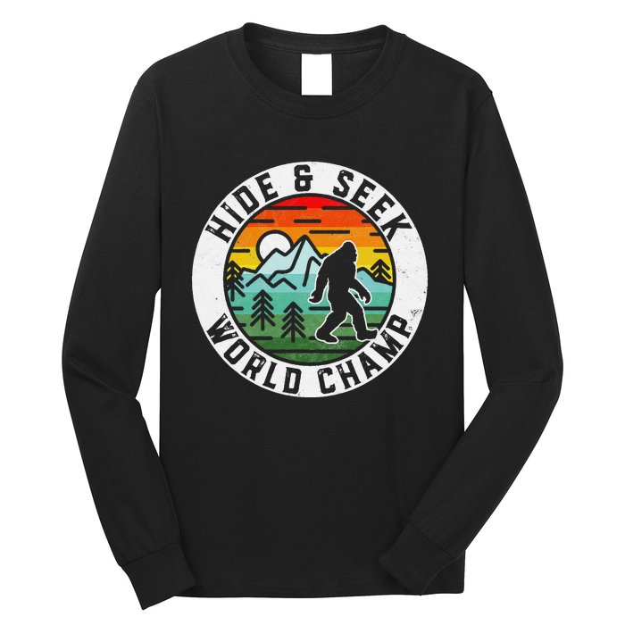 Bigfoot Hide And Seek World Champ Sasquatch Silhouette Long Sleeve Shirt