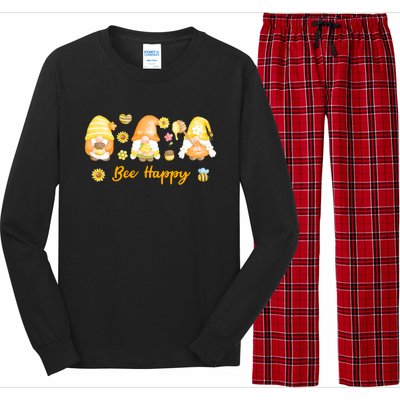 Bee Happy Beekeeping Honey Bee Gnome Gift Long Sleeve Pajama Set