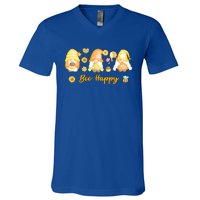 Bee Happy Beekeeping Honey Bee Gnome Gift V-Neck T-Shirt