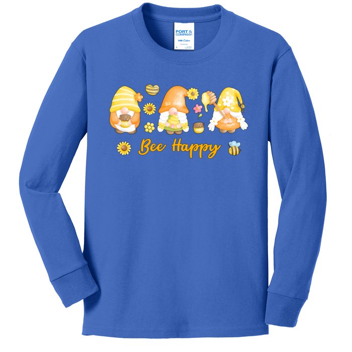 Bee Happy Beekeeping Honey Bee Gnome Gift Kids Long Sleeve Shirt