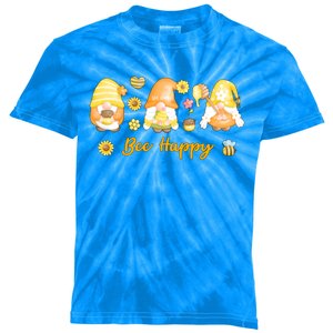 Bee Happy Beekeeping Honey Bee Gnome Gift Kids Tie-Dye T-Shirt