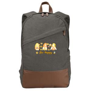 Bee Happy Beekeeping Honey Bee Gnome Gift Cotton Canvas Backpack