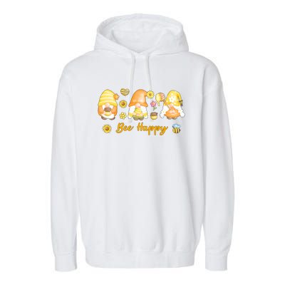 Bee Happy Beekeeping Honey Bee Gnome Gift Garment-Dyed Fleece Hoodie