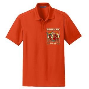 Basset Hound Barkin Around The Christmas Tree Dog Dry Zone Grid Polo